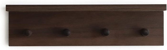 Entrance Coat Rack ，Coat Hooks, Wall-Mounted Wooden Hook Rack, Wall-Mounted Shelves are Very Suitable 1pcs(Walnut Color) - Image 2