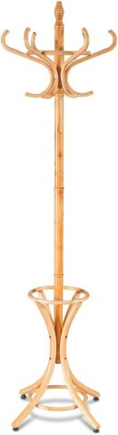 75.5" Standing Coat Rack, Wood Coat Tree with 12 Hooks, Home Hat Jacket Hanger Tree 12 with Umbrella Holder Coat Stand (Oak)