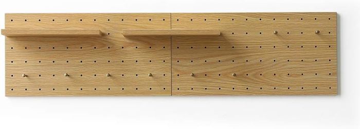 Wooden Pegboard Modular Display Organization Storage Wall Hooks Shelf (Color:Oak) - Image 2