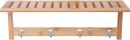 100% Bamboo Wooden Natural Shelf with 4 Stainless Steel Hooks