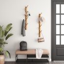 2-Pack Wood-Wall-Mounted-Coat-Hooks, Bamboo Vertical Coats Rack Holder Hanger with 8 Hooks Entryway Hanging Wooden Racks for Hanging Jacket Coat Hat in Entryway Office Bathroom(Natural)