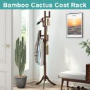 Coat Rack Freestanding, Bamboo Cactus Coat Stand, Adjustable Height Wooden Coat Tree with 6 Hooks, kids coat rack, Used In The Bedroom Living Room, Office To Hang Clothes, Hats, Bags