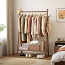 Solid Wood Clothes Rack, Clothing Rack for Hanging Clothes, Hanging Racks for Clothes with Shelves Load 350 Lbs Garment Rack (Walnut)