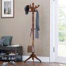 Coat Stand, Solid Wood Freestanding Coat Rack with 11 Hooks, Hall Tree for Bags, Purses, Hats, for Entryway, Hallway, Rubberwood, Walnut URCR05WN