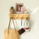 Wall Mount Coat Rack with Shelf, Sturdy Wooden Floating Shelf with Hooks Save Your Indoor Space, Wall Organizer siutable for Entryway, Mudroom, Kitchen, Bathroom, etc(Oak Finish)