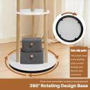 Rotary Coat Rack Freestanding,Solid Wood Coat Hanger Stand with 3 Shelves and 9 Hooks,Sturdy and Easy to Assemble Coat Hall Tree Stand for Entryway,Bedroom,Hanging Hats,Scarves,Bags(Natural)