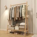 Solid Wood Clothes Rack, Clothing Rack for Hanging Clothes, Hanging Racks for Clothes with Shelves Load 350 Lbs Garment Rack (Natural)