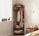 corner coat rack,corner hall tree,Solid wood clothes rack,Solid wood clothing rack with storage basket and hooks,corner garment rack for bedroom,living room,entryway,corner storage rack for clothes
