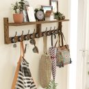 34.2 inch Wooden Extra-Long Wall Hook Rack with Shelf - Versatile and Decorative Wall-Mounted Storage - 10 Hooks for Hanging Coats, Hats, Scarves - Ideal for Entryways, Bedrooms, Closets