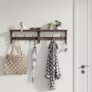 Coat Hooks, Wood Rack Wall-Mounted, 31.5 Inch Entryway Shelf with 10 Hooks (Brown)