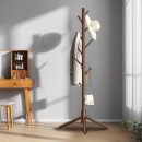 Wooden Coat Rack, Free Standing Coat Rack with 8 Hooks 3 Adjustable Heights for Clothes, Hats, Handbags, Coat Tree Easy Assembly for Entryway, Bedroom, Hallway, Office (New Brown)