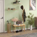 Coat Rack with End Table, Solid Wood Coat Tree with 2-in-1 Side Table & 4 Hooks for Hats, Bags & Coats, Freestanding Hanger Stand Hall Tree for Entryway, Bedroom, Living Room (Natural)