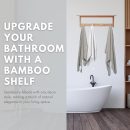 100% Bamboo Wooden Natural Shelf with 4 Stainless Steel Hooks